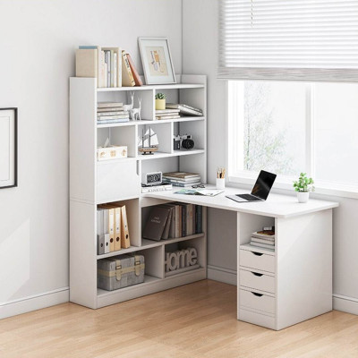 Bàn làm việc hiện đại liền giá sách bằng gỗ SMLIFE Dyson