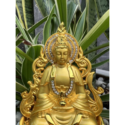Tượng Phật Quan Âm Trang Trí Xe Ô Tô , Tượng Phật Bà Dát Vàng Chất Lượng Cao