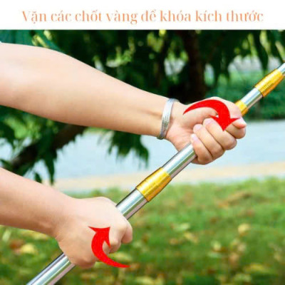 Dụng Cụ Hái Trái Cây Inox Rút Dài 6M – Bộ Sào Vợt + 4 Phụ Kiện Hàng Xịn Loại 1