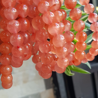 Vòng đeo tay nữ chuỗi mới đá mã não hồng cam bóng mượt đẹp size vòng hạt 10mm nam nữ mệnh hỏa mệnh thổ đeo ạ