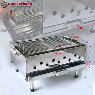 Bếp Nướng Lò Nướng Than Inox 50x35cm - Chiều cao 29cm, 3 lớp tháo rời dễ vệ sinh