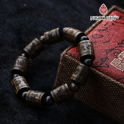 Vòng trầm sánh trụ khắc lục tự minh chú - Ngọc Quý Gemstones