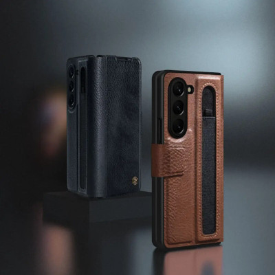 Bao Da Chống Sốc Cho Samsung Galaxy Z Fold 5/ Z Fold 6 với Ngăn Đựng S-Pen - Nillkin Aoge Leather Cover Case có ngăn đựng S-Pen hiệu Nillkin (bảo vệ máy cực tốt, chất liệu da thật cao cấp, thiết kế thời trang cá tính) - Hàng nhập khẩu