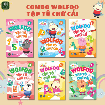 WOLFOO Combo 6 Tập Tô Chữ Cái và Chữ Số