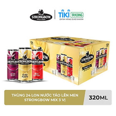 Thùng 24 Lon Nước Táo Lên Men STRONGBOW Mix 3 Vị 320ml/Lon