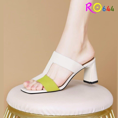Dép guốc nữ cao gót 7 phân hàng hiệu rosata màu trắng thời trang cao cấp ro644