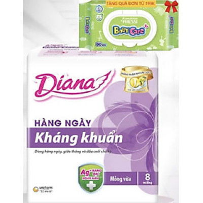 1 Gói Băng Vệ Sinh Diana Sensi Hàng Ngày Kháng Khuẩn (8 miếng) -HSD luôn mới