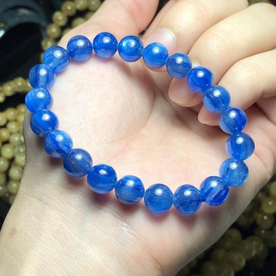 Vòng Tay Đá Kyanite 8-9ly màu xanh dương, hợp mệnh Thuỷ và mệnh Mộc - Bình an, may mắn