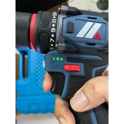 Bộ máy khoan pin động cơ không chổi than 18v cao cấp 2 pin công suất cao kèm hộp, phụ kiện và sạc