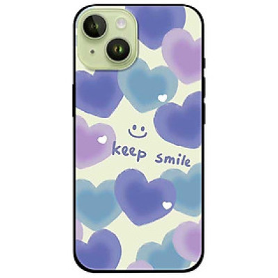 Ốp lưng cho iPhone 14 - iPhone 14 Plus - iPhone 14 Pro - iPhone 14 Pro Max - Keep Smile Tím Xanh - Hàng Chính Hãng