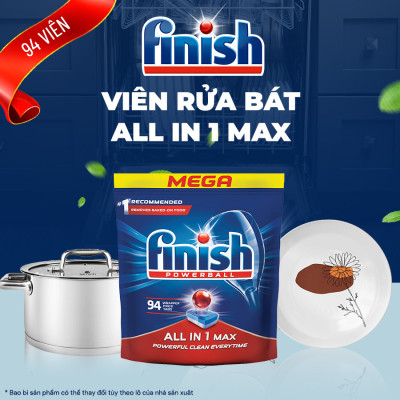 Viên rửa chén bát Finish All In One Max loại 22 viên, 48 viên, 80 viên 