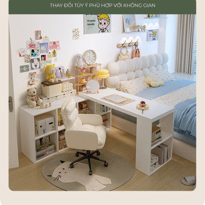Bàn làm việc thông minh kèm kệ sách gỗ MDF phủ melamin thương hiệu IGA - GP368