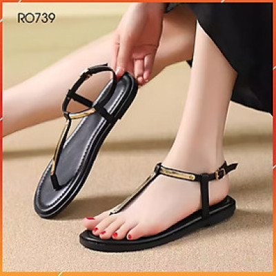 Giày sandal nữ cao gót 2 phân hàng hiệu ROSATA hai màu đen trắng thời trang cao cấp ro739