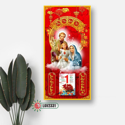 Lịch gỗ Công giáo Thánh Gia treo tường IMWI LGV2331