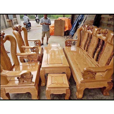 ​Bộ bàn ghế giả cổ trạm đào gỗ sồi nga