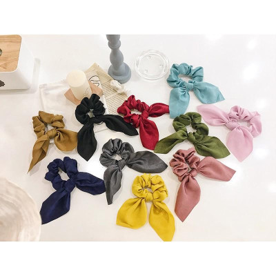 Chun buộc tóc nơ vải satin Hàn Quốc xinh xắn dễ thương tiểu thư - Phụ kiện tóc, dây cột tóc