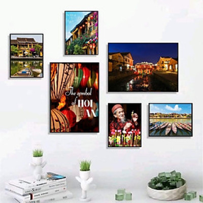 (HCM)Tranh treo tường Hội An 9 trang trí quán ăn ,nhà hàng, khách sạn kèm đinh treo