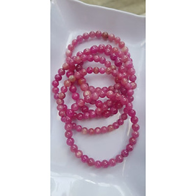  Vòng tay đá Rubby Hồng tự nhiên tươi đẹp Vòng size 6mm màu hồng Vòng Hợp Nữ mệnh hoả mệnh Thổ đeo đẹp sang xinh tay đẹp lắm ạ