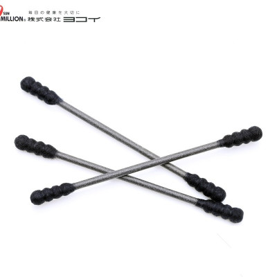 Hộp 110 chiếc tăm bông than hoạt tính cao cấp Nhật Bản Sanritsu 100% Bông gòn tự nhiên siêu mềm, kháng khuẩn, an toàn cho người sử dụng