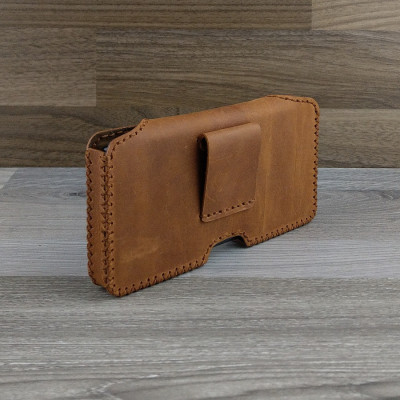 Bao Da Đeo Lưng dành cho iphone 11 Dạng Hộp Da Sáp Nâu Bò