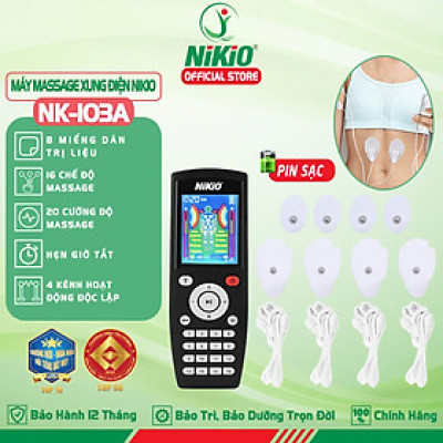 Máy massage xung điện Nikio NK-103A - 4 kênh, 8 miếng dán, 16 chế độ, 20 cường độ tùy chỉnh