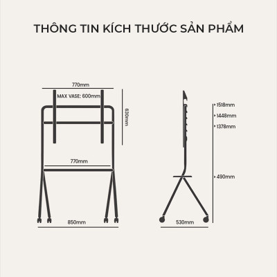 Giá treo tivi di động 32-80 INCH kệ treo tivi có bánh xe di chuyển khung thép phủ sơn chắc chắn thương hiệu IGA - GM189