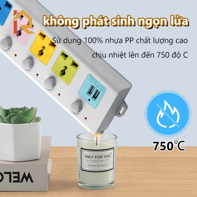 Phích cắm điện Ổ cắm điện Tiêu chuẩn phích cắm điện Ba mắt Phích cắm Trailer 7 cách 2 USB sạc Cáp 3 mét 5 mét Cáp dày 100%