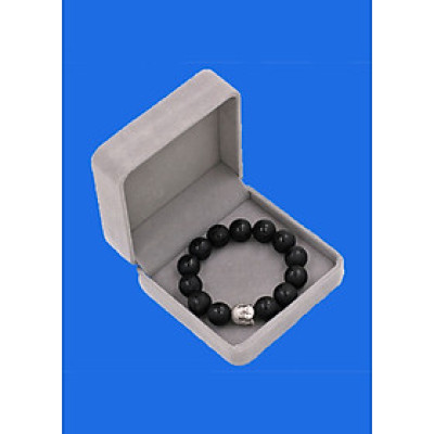 Vòng đeo tay Thạch Anh Đen Phật chú 14 ly cẩn hạt Phật A Di Đà inox bạc VTAEPMNLT14 HỘP NHUNG - hợp mệnh Mộc, mệnh Hỏa