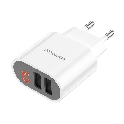 Cốc Sạc Nhanh Borofone BA63A 12W 2 Cổng USB Có LCD 2.4A