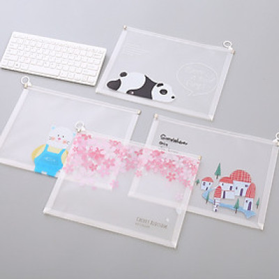 Bộ 2 túi đựng tệp A4 zip chống nước xinh xắn tiện dụng