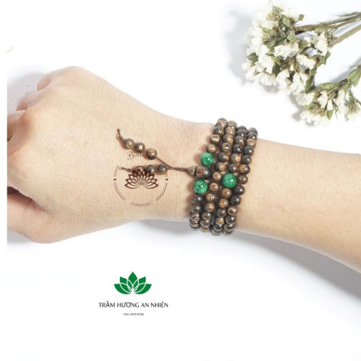 Vòng Tay Trầm Hương Sánh Chìm Nước mix Charm - Chuỗi Tràng Hạt Cao cấp - 108 Hạt