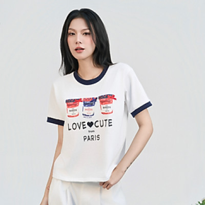 Áo thun nữ tay phối chất vải thoáng mát thấm hút tốt Love Cute Miều Est.2013