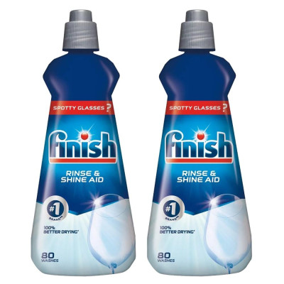 Combo 2 chai nước làm bóng và khô bát, đĩa Finish nhập khẩu Châu Âu Dishwasher Rinse & Shine Aid Regular 400ml (2x400ml)