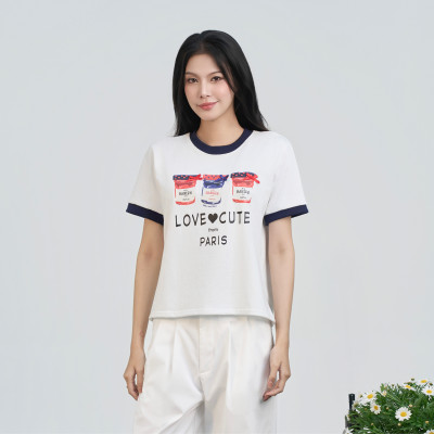 Áo thun nữ tay phối chất vải thoáng mát thấm hút tốt Love Cute Miều Est.2013