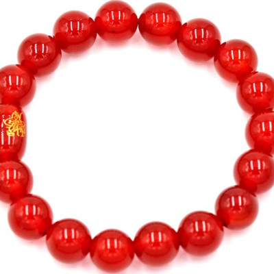 Vòng tay chuỗi hạt mã não đỏ 10 ly Thái tuế phù DTTH13 kèm hộp nhung (18cm)