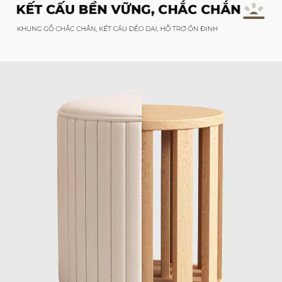 Ghế đôn sofa, ghế bàn trang điểm bọc nỉ màu trắng sang trọng thương hiệu IGA - GC45