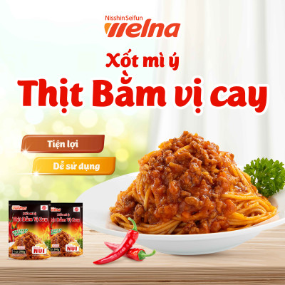 Combo 8 Gói Xốt Mì Ý Thịt Bằm Cay [TẶNG KÈM HỘP NHỰA CAO CẤP] Nisshin Seifun Welna