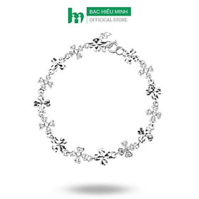 Vòng Tay, Lắc Tay Nữ BẠC HIỂU MINH LTU262S Hoa Xinh 4 Cánh Bạc Thật 925
