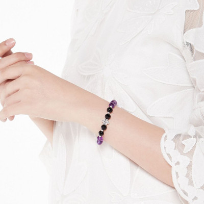 Vòng Đá Thạch Anh Tím Phối Charm Ngọc Quý Gemstones VT33