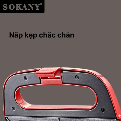Máy nướng ép bánh SOKANY công suất lớn 750W tích hợp 2 mặt chống dính teflon giúp bánh chín nhanh chóng vô cùng tiện ích - HÀNG CHÍNH HÃNG