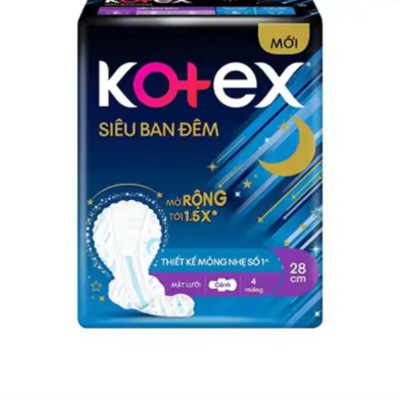 Combo 8 Gói Băng Vệ Sinh Kotex Siêu Ban Đêm 28cm - Mỗi Gói 4 Miếng -HSD luôn mới