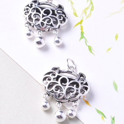 Charm bạc, mặt dây chuyền hình khóa trường thọ treo - Ngọc Quý Gemstones