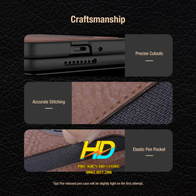 Bao Da Dành Cho SamSung Galaxy Z Fold4 5G Da Thật Cao Cấp Chính Hãng Nillkin Aoge Leather Cover Có Ngăn Đựng Bút Tiện Lợi - Hàng Chính Hãng