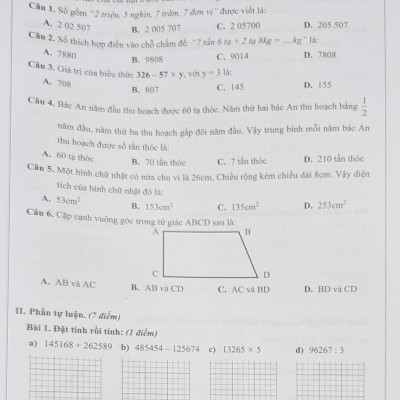 Combo Sách - Đề kiểm tra Toán 4 học kì I + II