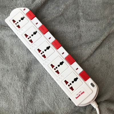 Ổ Cắm 5 Lỗ 3 Chấu Dây 5 Mét Điện Quang ĐQ ESK 5W.SM750SL - Trắng Đỏ