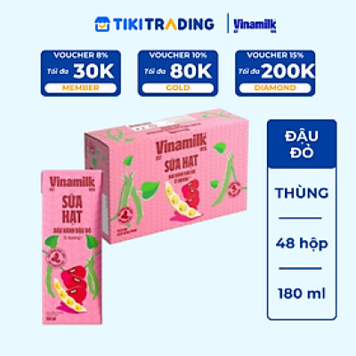 Thùng 48 hộp Sữa đậu nành Vinamilk hạt đậu đỏ 180ml