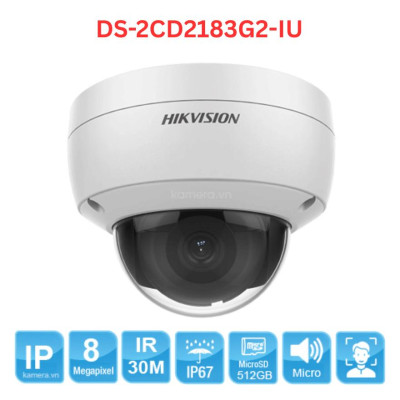 Camera IP HIKVISION DS-2CD2183G2-IU 8MP 30m, Tích hợp Mic, phát hiện người và phương tiện, Phát hiện khuôn mặt ,.-Hàng chính hãng