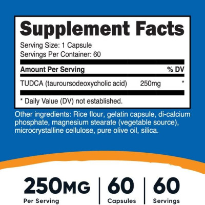 Nutricost Tudca (250mg - 60 viên) Thực Phẩm Bổ Sung Hỗ Trợ Giải Độc Gan