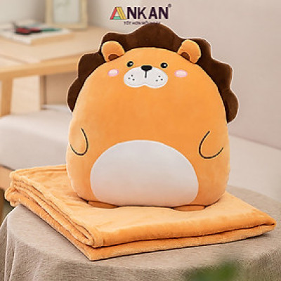 Bộ chăn gối văn phòng 3 trong 1 kiểu Sư Tử Bờm Nâu Độc Đáo