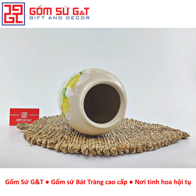 Lọ hoa dáng thạp vẽ cúc họa mi Gốm Sứ G&T